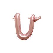 Air-Filled Rose Gold Lowercase Cursive Letter (u) Foil Balloon, 11in x 10in